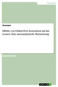 Effekte von Online-Peer-Assessment auf das Lernen. Eine metaanalytische Betrachtung_cover