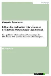 Bildung für nachhaltige Entwicklung an Berliner und Brandenburger Grundschulen_cover