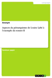 Aspects du pétrarquisme de Louise Labé à l'exemple du sonnet II_cover