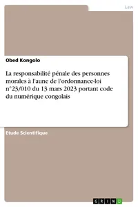 La responsabilité pénale des personnes morales à l'aune de l'ordonnance-loi n°23/010 du 13 mars 2023 portant code du numérique congolais_cover