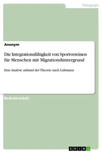Die Integrationsfähigkeit von Sportvereinen für Menschen mit Migrationshintergrund_cover
