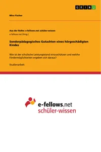 Sonderpädagogisches Gutachten eines hörgeschädigten Kindes_cover