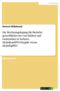 Die Rechnungslegung für Betriebe gewerblicher Art von Städten und Gemeinden in Sachsen. SächsKomHVO-Doppik versus SächsEigBVO_cover