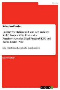 "Wofür wir stehen und was den anderen fehlt". Ausgewählte Reden der Parteivorsitzenden Nigel Farage und Bernd Lucke_cover