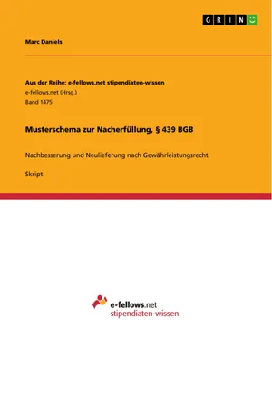 Musterschema zur Nacherfüllung, § 439 BGB