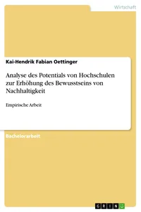 Analyse des Potentials von Hochschulen zur Erhöhung des Bewusstseins von Nachhaltigkeit_cover