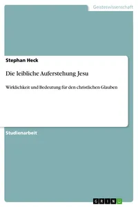 Die leibliche Auferstehung Jesu_cover