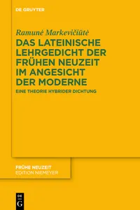 Das lateinische Lehrgedicht der Frühen Neuzeit im Angesicht der Moderne_cover