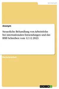 Steuerliche Behandlung von Arbeitslohn bei internationalen Entsendungen und das BMF-Schreiben vom 12.12.2023_cover
