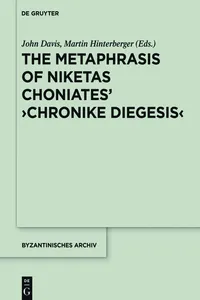 The Metaphrase of Niketas Choniates’ ›History‹_cover