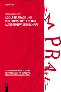 Adolf Harnack und der Fortschritt in der Altertumswissenschaft_cover