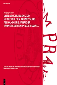 Untersuchungen zur Methodik der Taumessung an Hand dreijähriger Taumeßreihen in Greifswald_cover