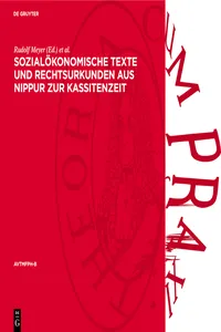 Sozialökonomische Texte und Rechtsurkunden aus Nippur zur Kassitenzeit_cover