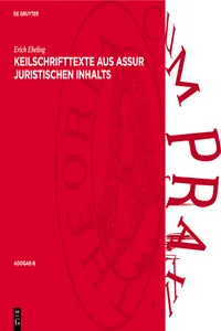 Keilschrifttexte aus Assur Juristischen Inhalts_cover