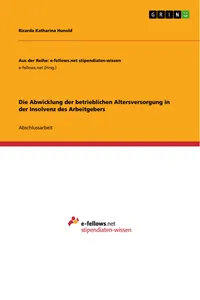 Die Abwicklung der betrieblichen Altersversorgung in der Insolvenz des Arbeitgebers_cover