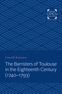 The Barristers of Toulouse in the Eighteenth Century_cover