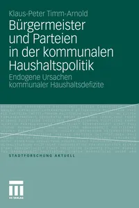 Bürgermeister und Parteien in der kommunalen Haushaltspolitik_cover