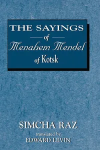 The Sayings of Menahem Mendel of Kotzk_cover