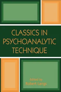 Classics in Psychoanalytic Technique_cover