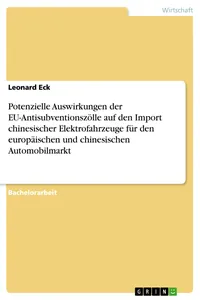 Potenzielle Auswirkungen der EU-Antisubventionszölle auf den Import chinesischer Elektrofahrzeuge für den europäischen und chinesischen Automobilmarkt_cover