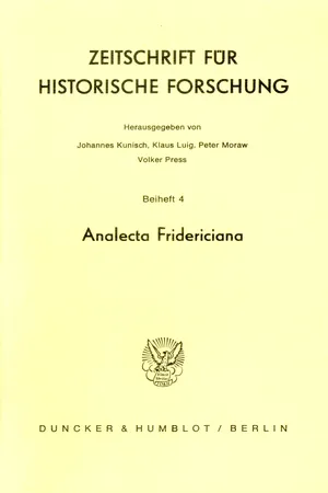 Analecta Fridericiana.