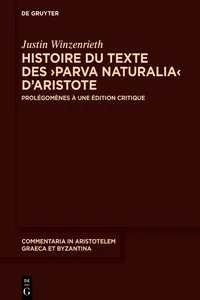 Histoire du texte des ›Parva naturalia‹ d’Aristote_cover