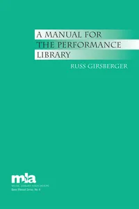 A Manual for the Performance Library_cover