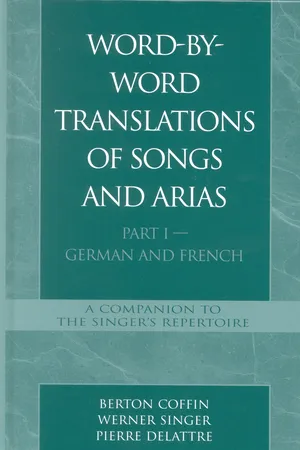Word-By-Word Translations of Songs and Arias, Part I