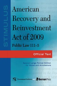Stimulus: American Recovery and Reinvestment Act of 2009: PL 111-5_cover