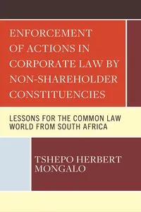 Enforcement of Actions in Corporate Law by Non-Shareholder Constituencies_cover