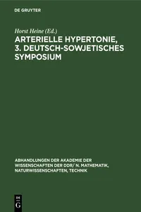 Arterielle Hypertonie, 3. Deutsch-Sowjetisches Symposium_cover