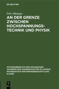An der Grenze zwischen Hochspannungstechnik und Physik_cover