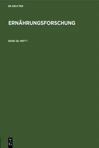 Ernährungsforschung. Band 29, Heft 1_cover