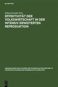 Effektivität der Volkswirtschaft in der intensiv erweiterten Reproduktion_cover
