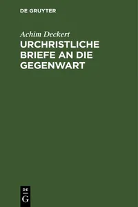Urchristliche Briefe an die Gegenwart_cover