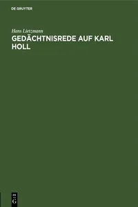 Gedächtnisrede auf Karl Holl_cover