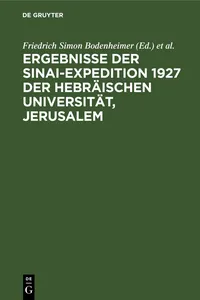 Ergebnisse der Sinai-Expedition 1927 der Hebräischen Universität, Jerusalem_cover