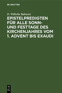 Epistelpredigten für alle Sonn- und Festtage des Kirchenjahres vom 1. Advent bis Exaudi_cover
