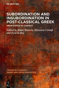 Subordination and Insubordination in Post-Classical Greek_cover