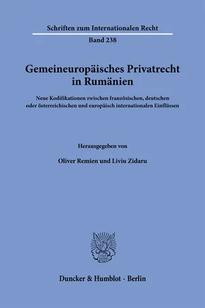 Gemeineuropäisches Privatrecht in Rumänien.