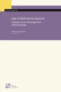 Une littérature de l'écoute_cover