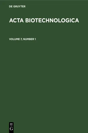 Acta Biotechnologica. Volume 7, Number 1