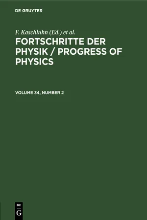 Fortschritte der Physik / Progress of Physics. Volume 34, Number 2
