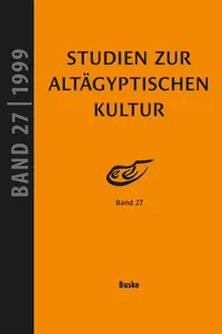 Studien zur Altägyptischen Kultur Band 27_cover