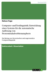 Computer- und Textlinguistik. Entwicklung eines Systems für die automatische Auflösung von Pronominaladverbienanaphern_cover