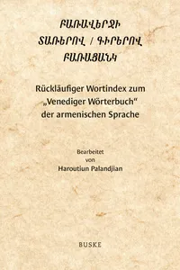 Rückläufiger Wortindex zum 'Venediger Wörterbuch' der armenischen Sprache_cover