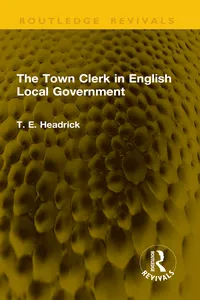 The Town Clerk in English Local Government_cover