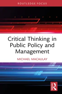Critical Thinking in Public Policy and Management_cover
