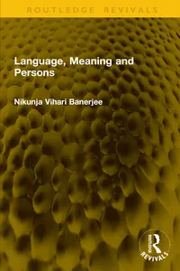 Language, Meaning and Persons