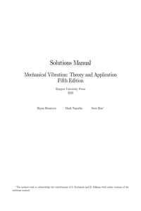 Mechanical Vibration, 5th Edition, Solutions Manual_cover